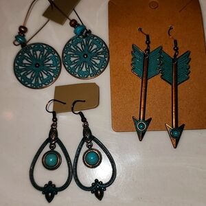 Turquoise Earring Trio Set